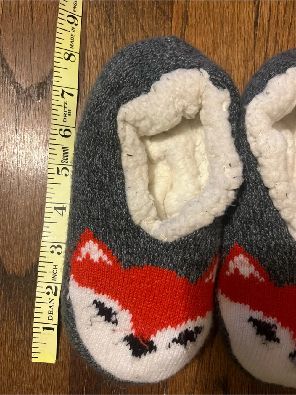 Cozy Gray & Orange Fox Slipper Socks